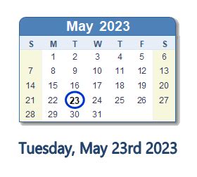 May 23, 2023 (Tuesday) .